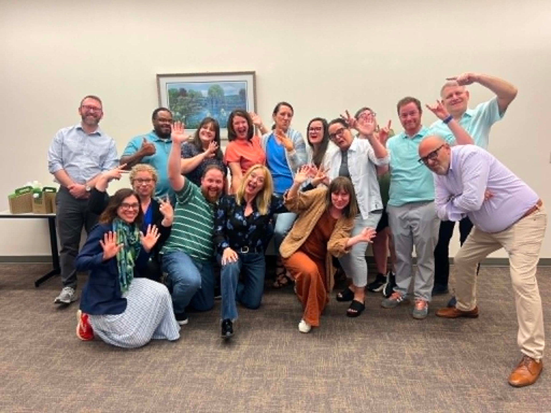 Academy cohort members having fun together during a break between sessions