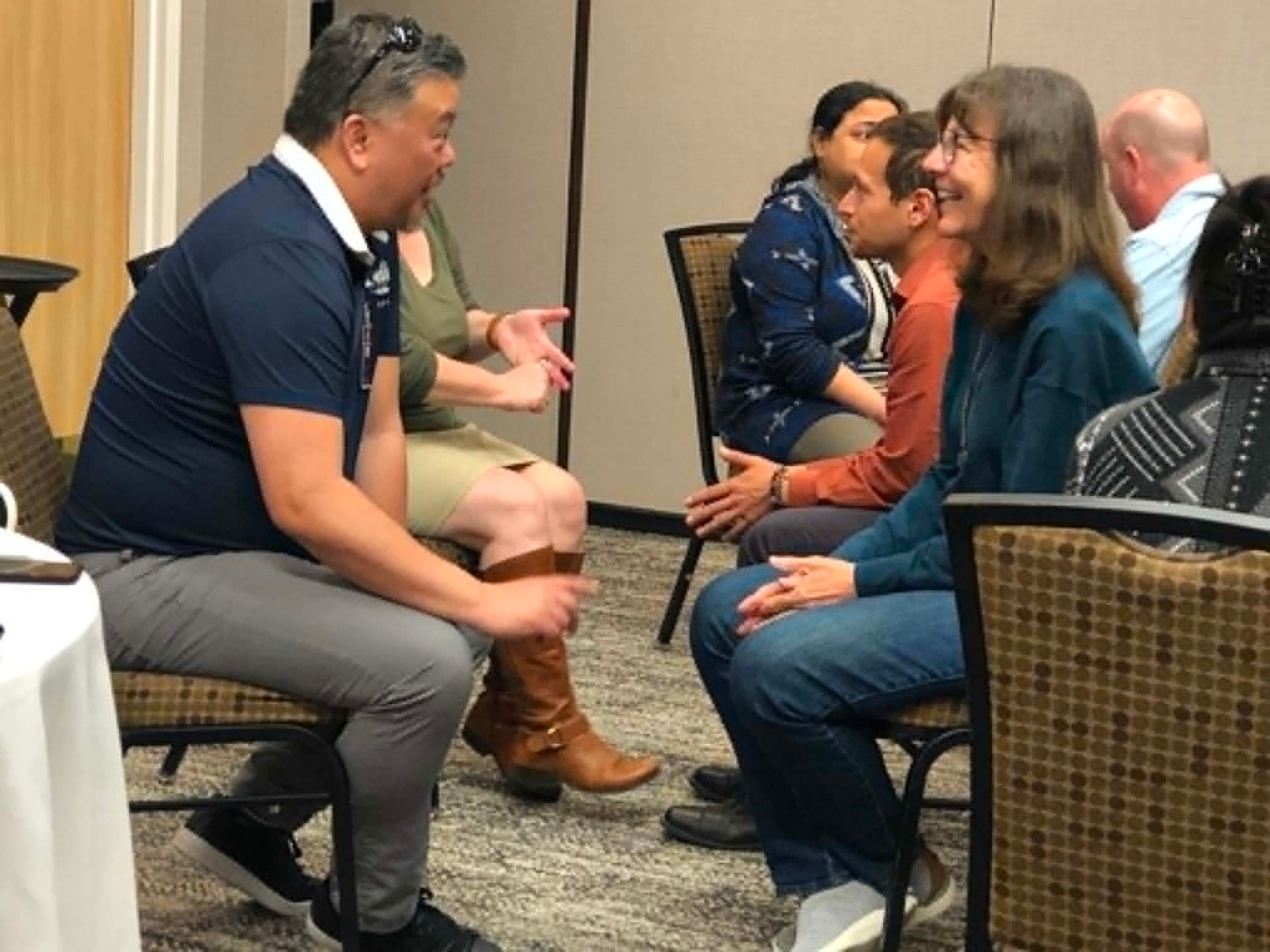 Alice, a founding advisory board member, in conversation during an Academy session